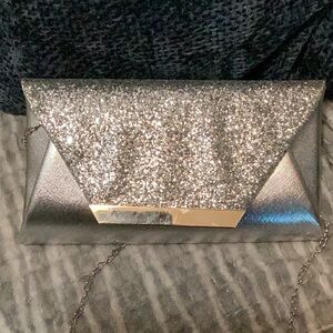 Elegant Silver glitter Clutch Bag wedding bride